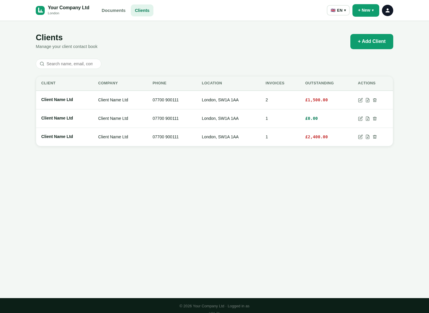 LingvaBill client list using Client Name Ltd